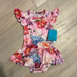 NWT Posh Peanut Brisa skirted ruffle sleeved bodysuit size 6-12 months